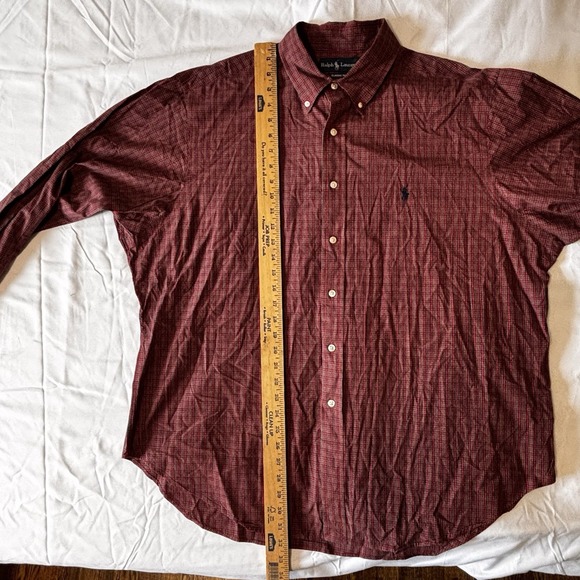 Ralph Lauren Shirt Adult XL Red Plaid‎ Classic Fit Button-Down Long Sleeve Men - Picture 8 of 12